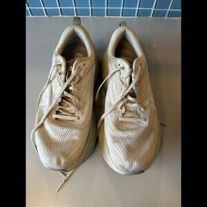 Hoka One One Mens 10 EE Bondi 8 1123202 SHMS Gray White Running Shoes Sneakers